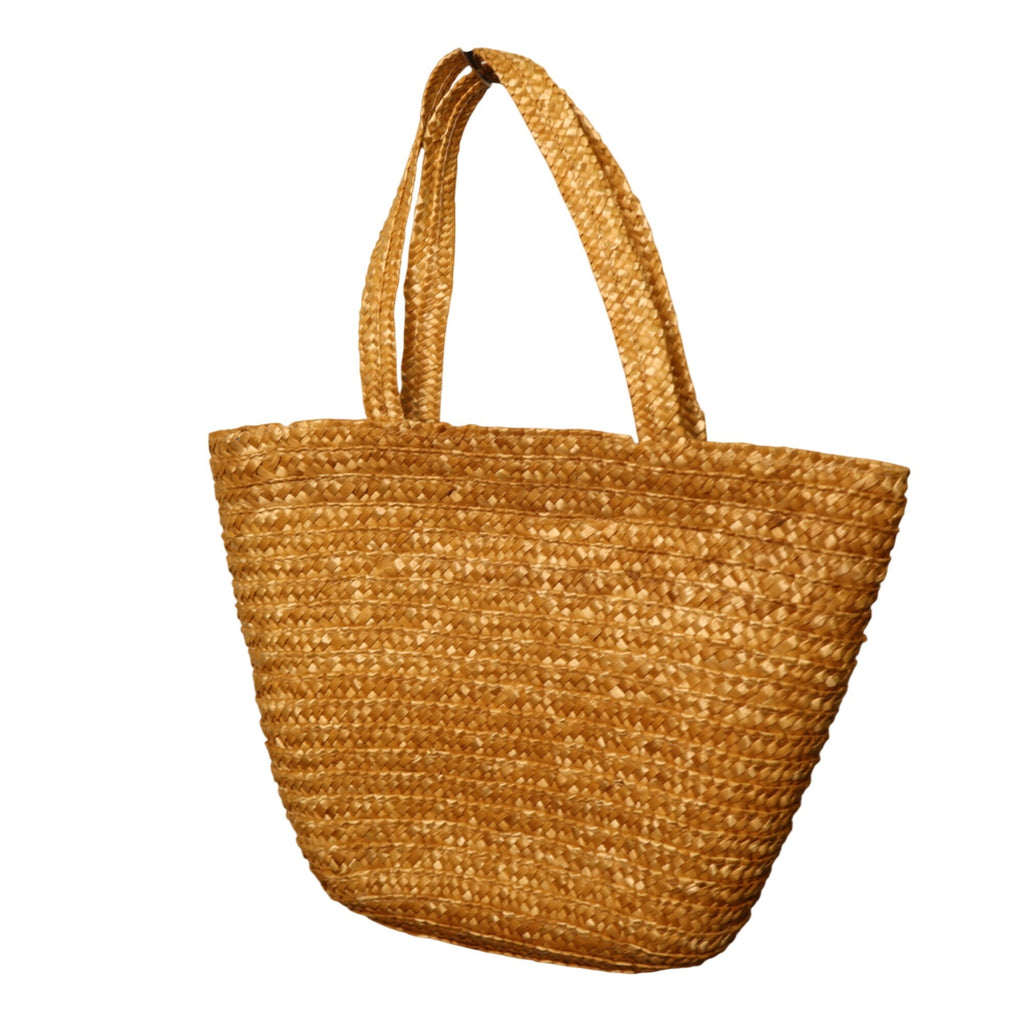 DG-174 Small Straw Woven Tote Bag With Blue Lining For Beach Or Casual Use