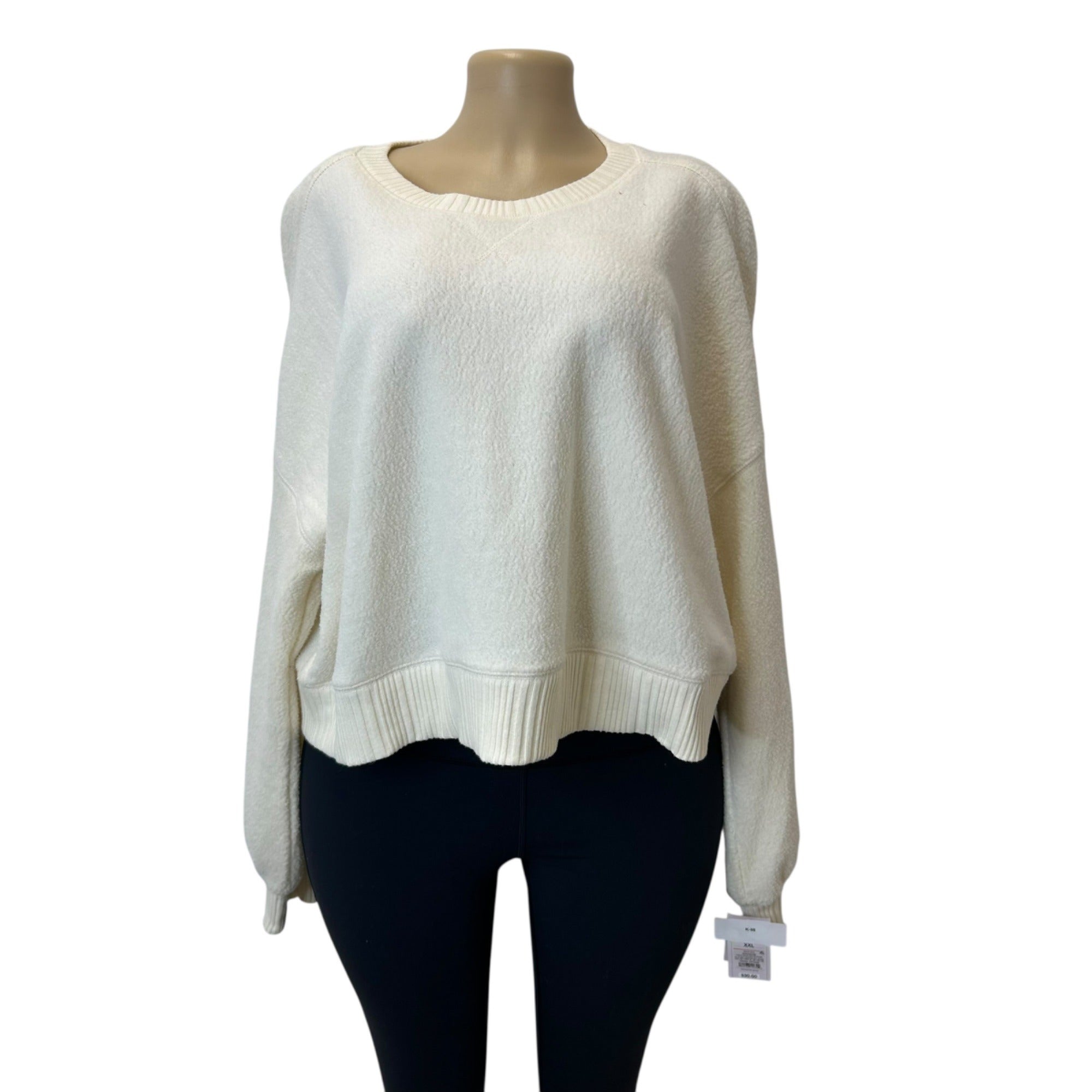 K-98 Auden Women's Teddy Pullover Sweatshirt - White Size XXL
