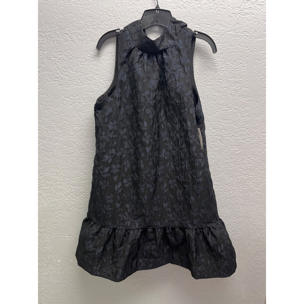 #1124 Scoop Black Floral Textured Tie-Back Shift Dress Size M