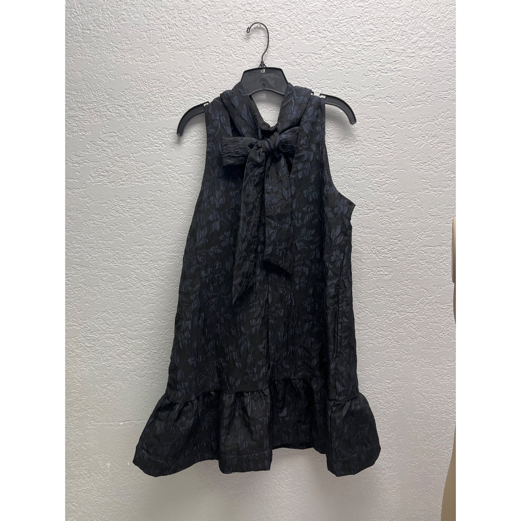 #1124 Scoop Black Floral Textured Tie-Back Shift Dress Size M