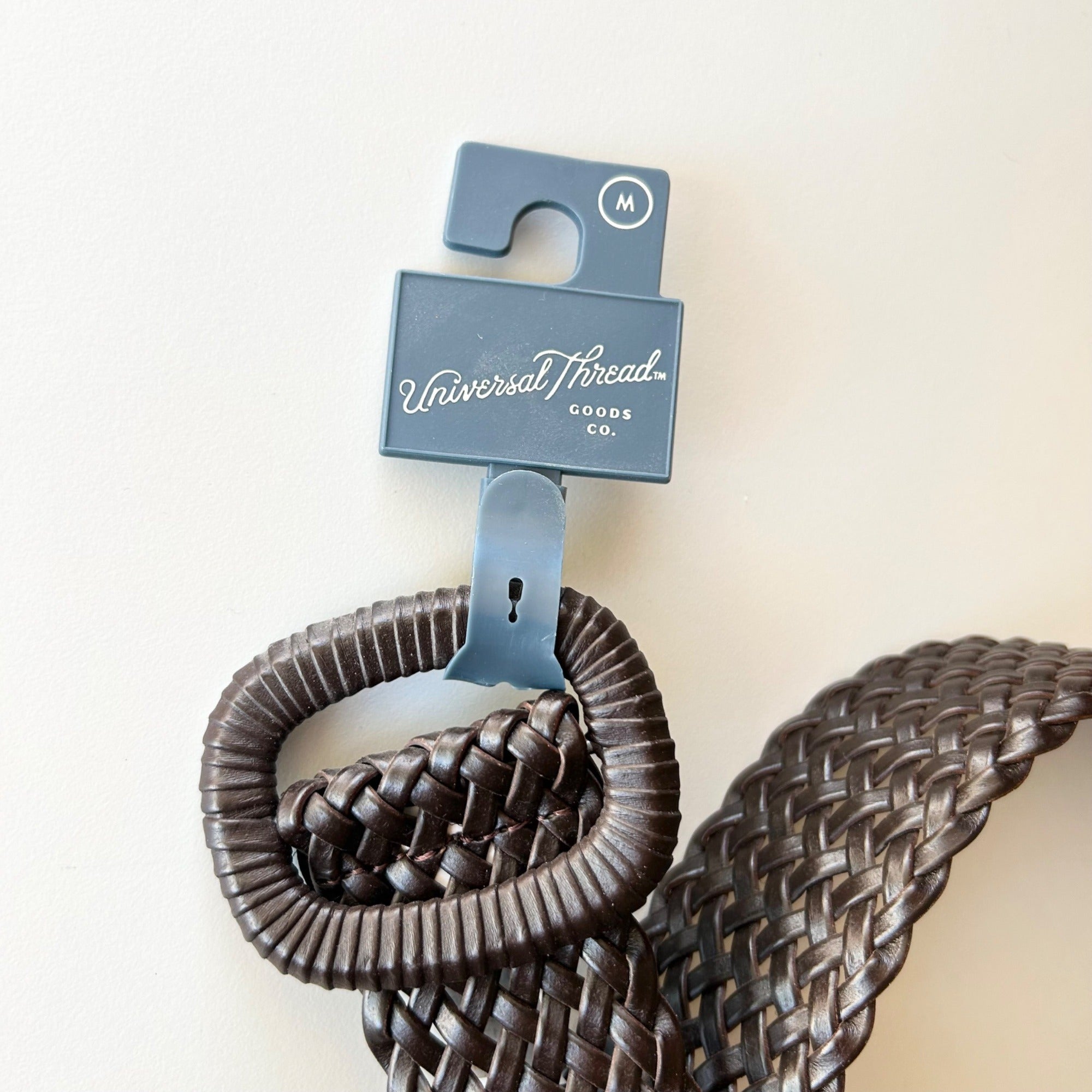 Universal Thread Brown Wide Covered Buckle Woven Braided Belt Size Medium