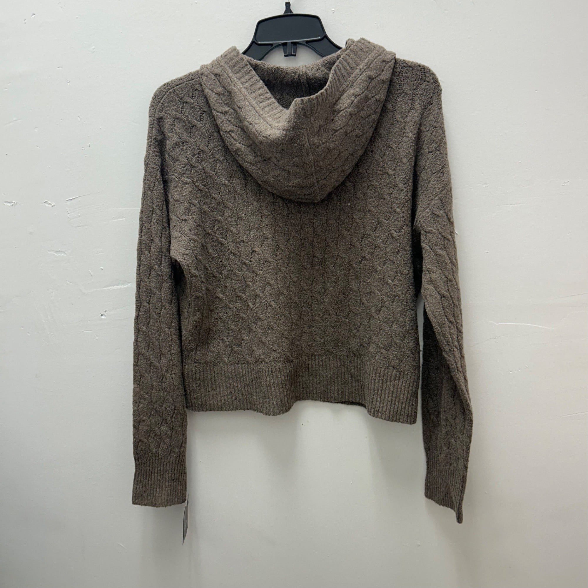 K-185 Auden Luxury Collection Cable Knit Hoodie Sweater Small Heather Brown