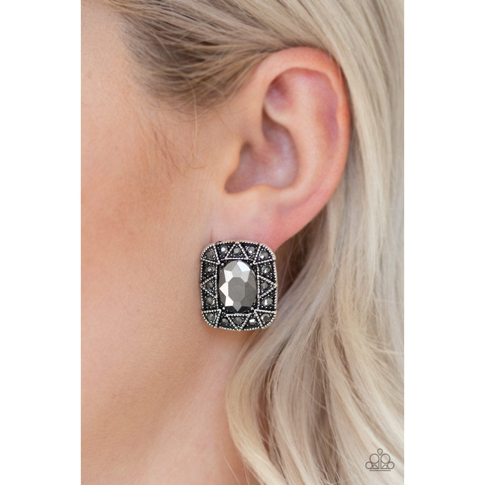 Young Money Silver Earrings Post by Paparazzi