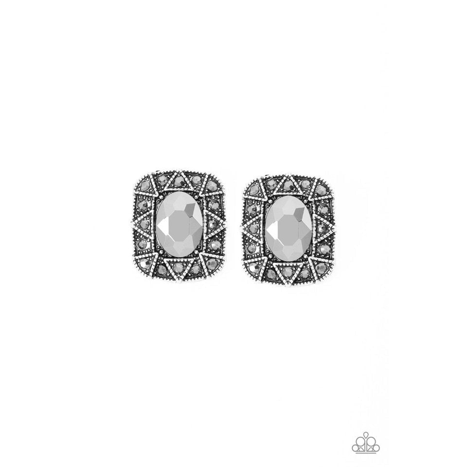 Young Money Silver Earrings Post by Paparazzi