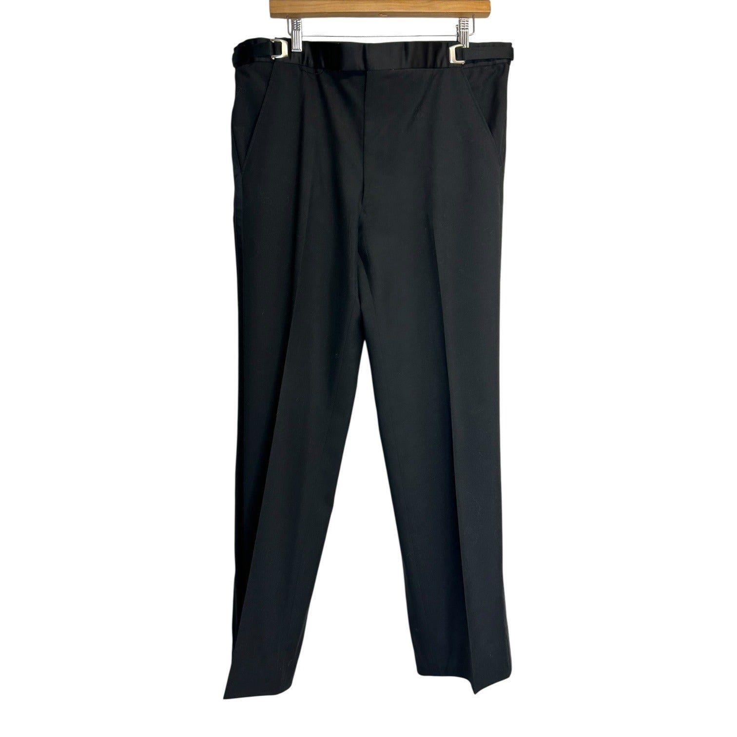 DG-95 Classic Black Mens Dress Pants With Side Adjusters & Belt Loops Size 36 x 30
