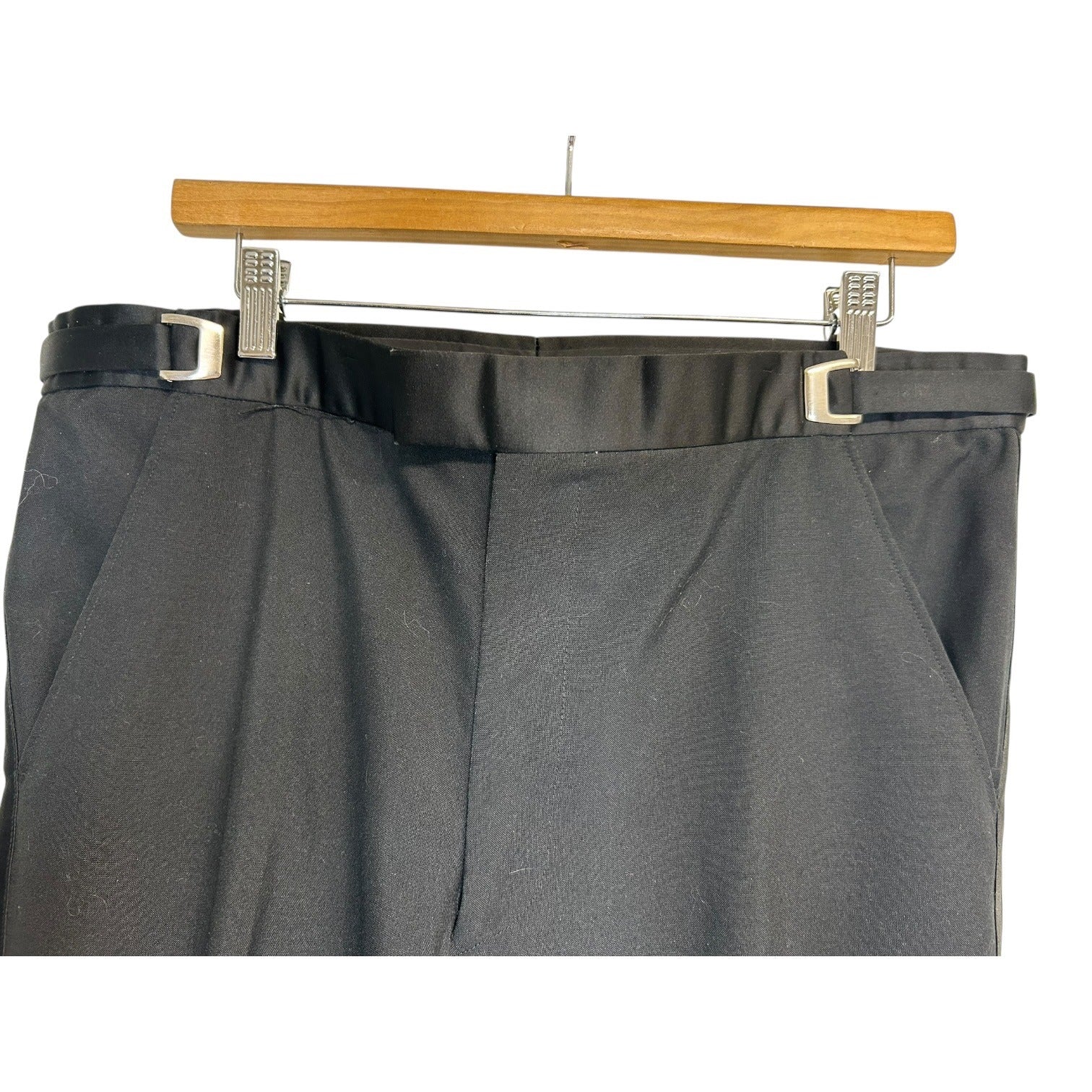 DG-95 Classic Black Mens Dress Pants With Side Adjusters & Belt Loops Size 36 x 30