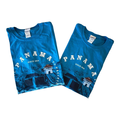 Norwegian Cruise Line Size Large Panama Canal Blue T-Shirts Set of 2