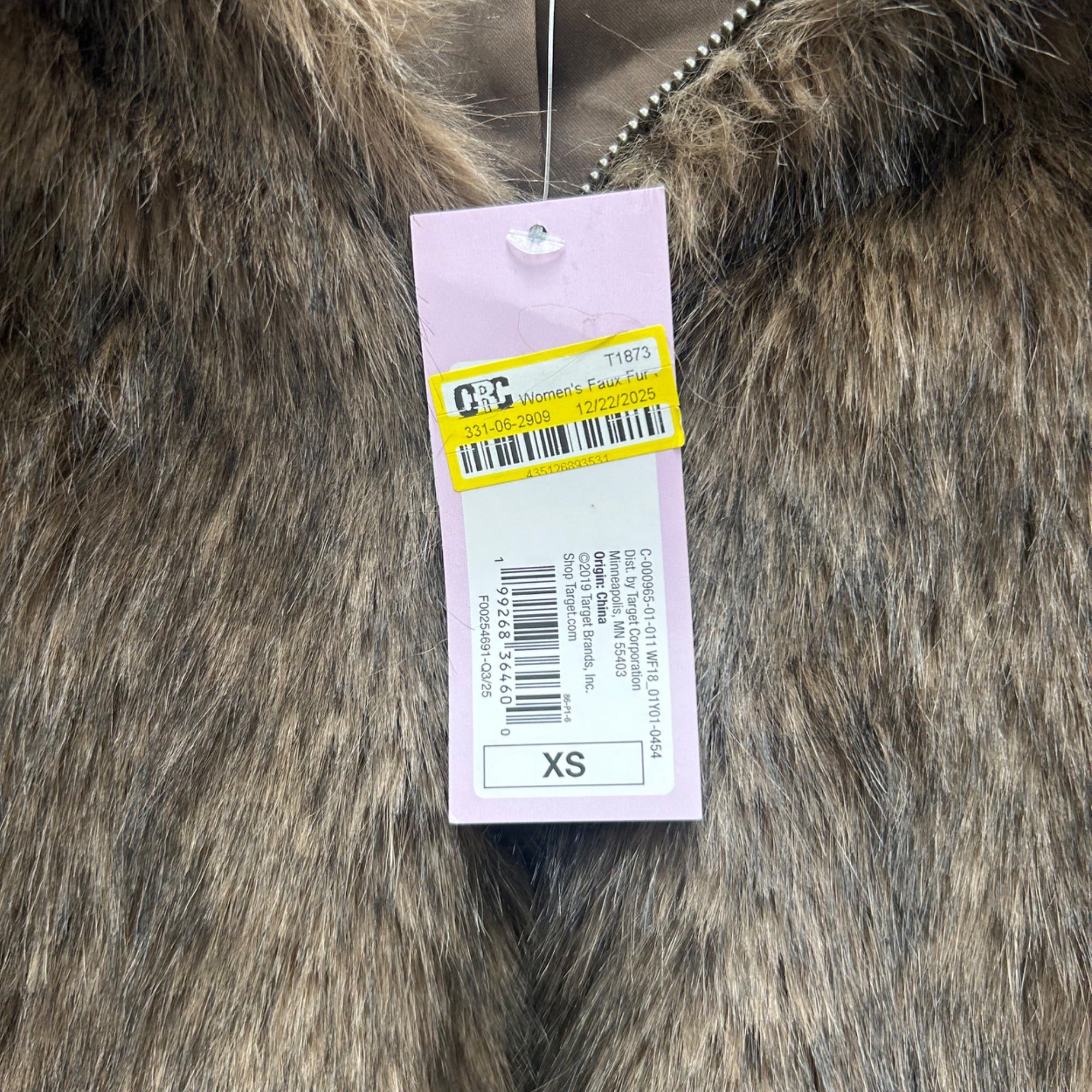 K-153 Wild Fable Women's XS Faux Fur Cropped Jacket Brown Winter Coat