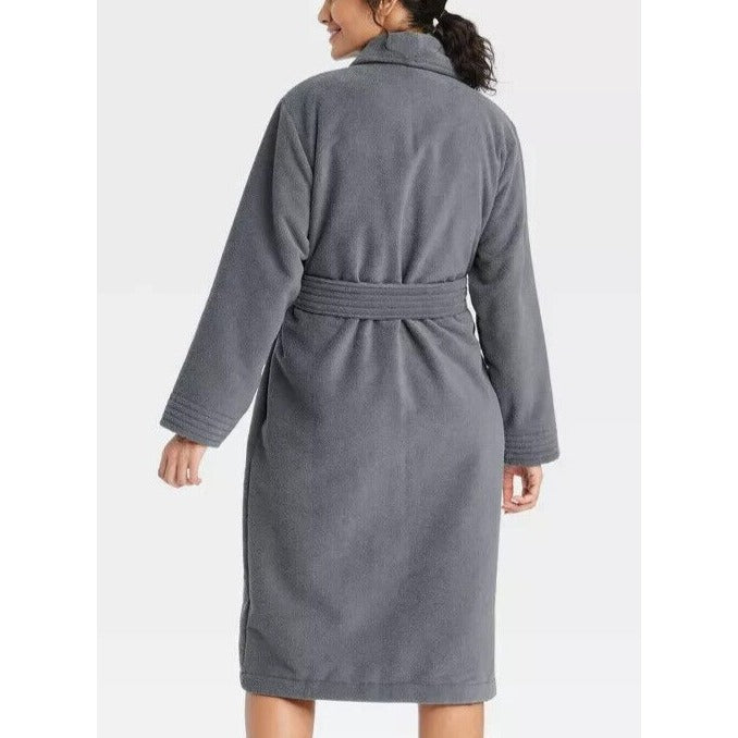 K-183 Auden Women's Terry Bath Robe Dark Gray M/L: Heavyweight Knit