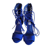 Chelsea & Zoe Blue Faux Suede Open Toe High Heels Women's Size 6.5