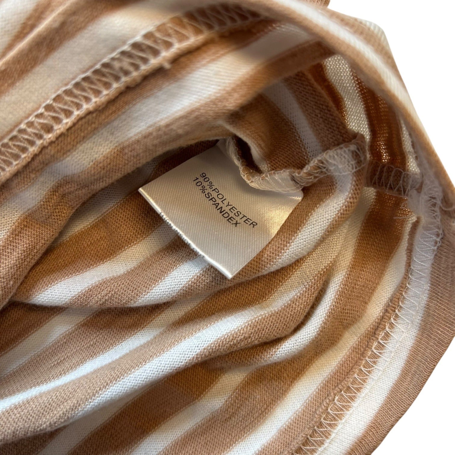 Sabo Women's Size XS Beige, White Striped Long Sleeves Round Neck Blouse