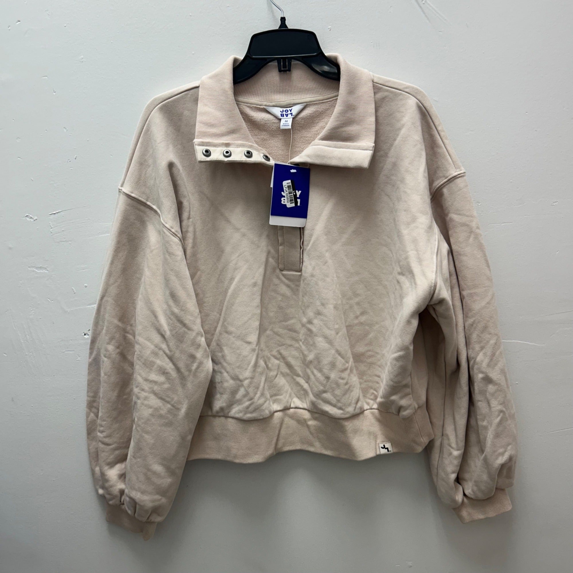 K-184 JoyLab Women's Medium Henley French Terry Sweatshirt - Tan
