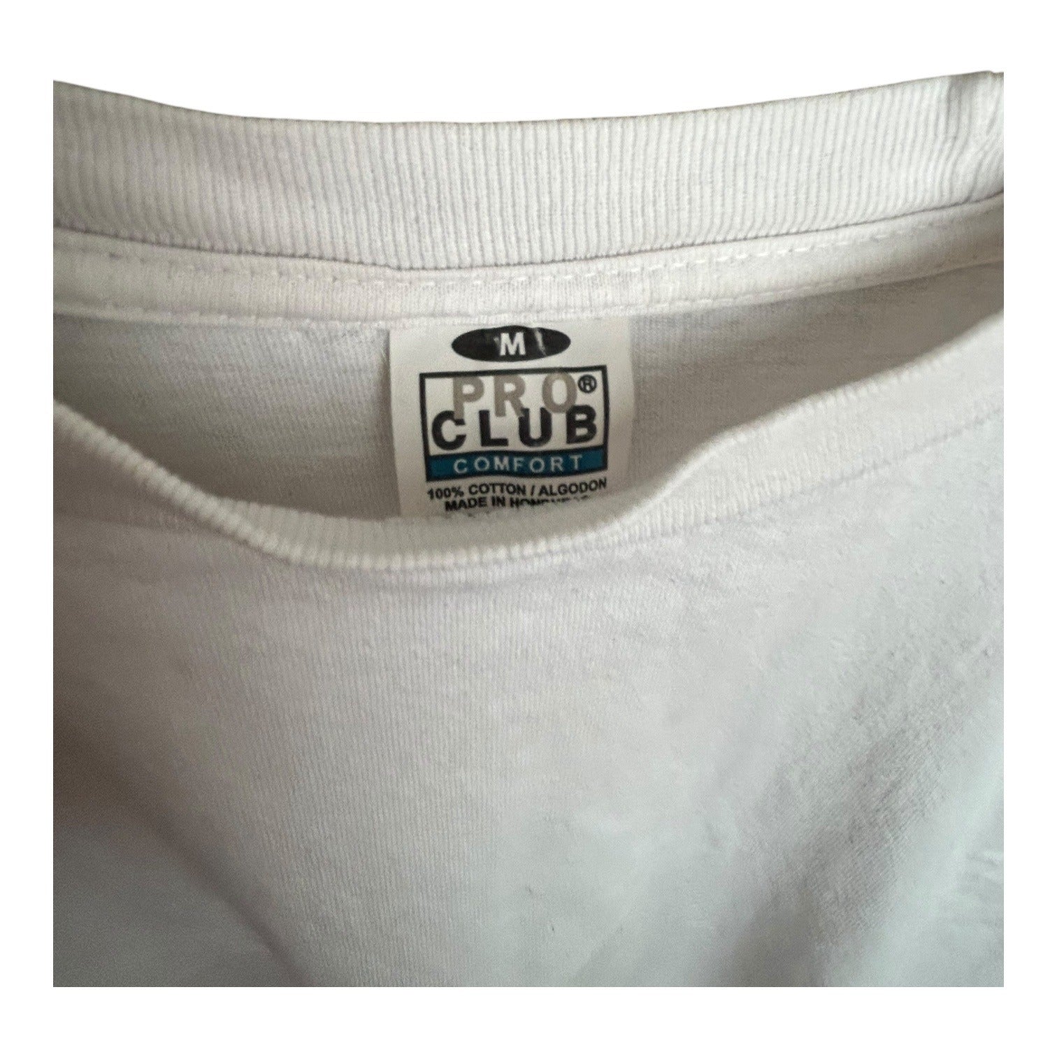 Pro Club Mens Medium White Crewneck Short-Sleeve T-Shirt 100% Cotton