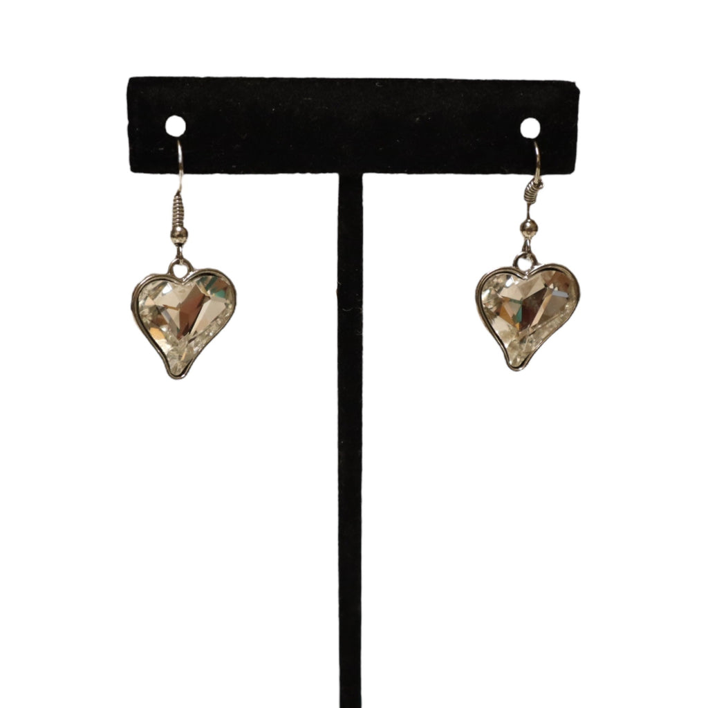 Silver Heart Pendant Necklace & Earrings Set With Toggle Clasp