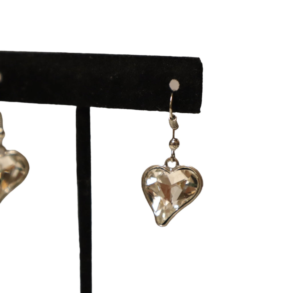 Silver Heart Pendant Necklace & Earrings Set With Toggle Clasp