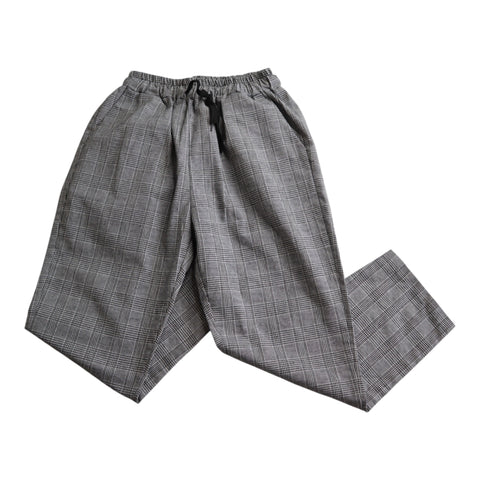 Women's Size Small Gray Plaid Linen Capri Trouser Pants with Drawstrings