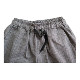 Women's Size Small Gray Plaid Linen Capri Trouser Pants with Drawstrings