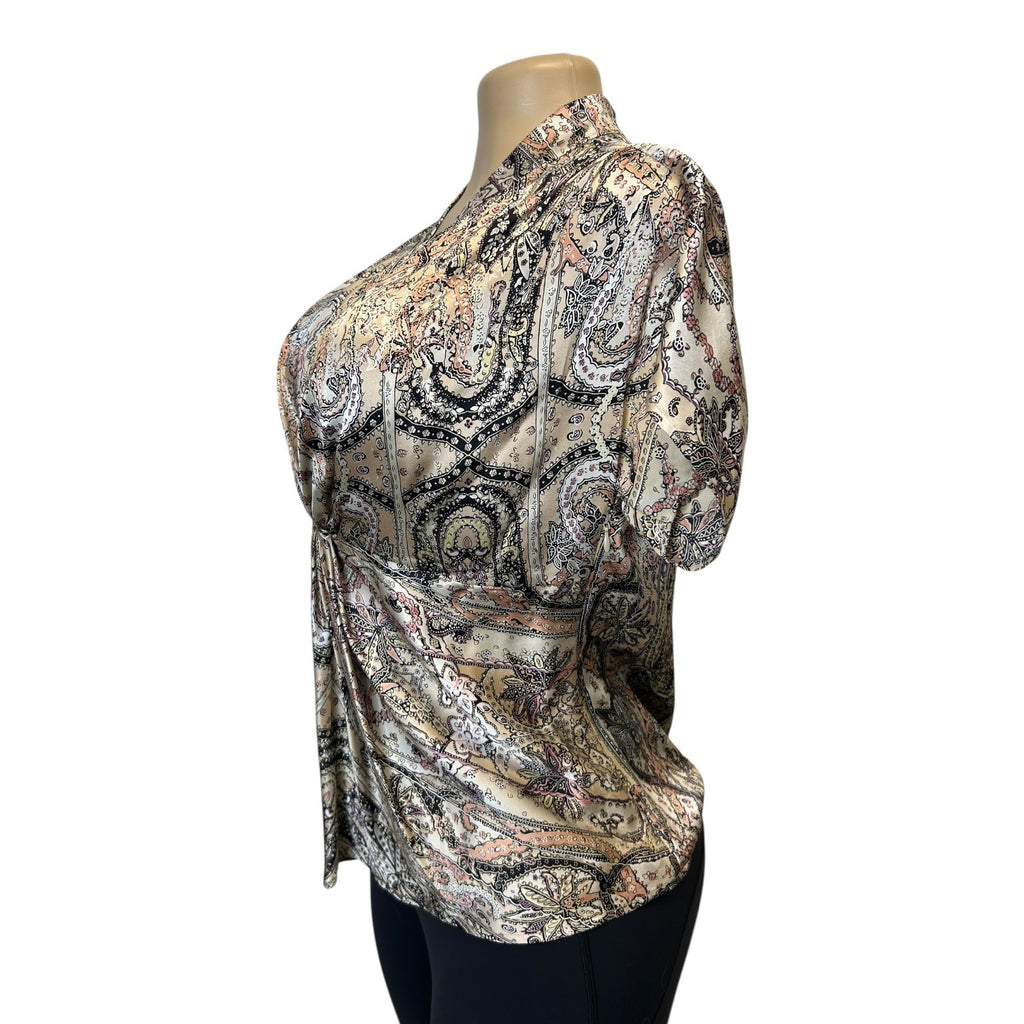 TG-25 Anne Klein Essentials Women's Paisley Print Silk Blouse Size 10