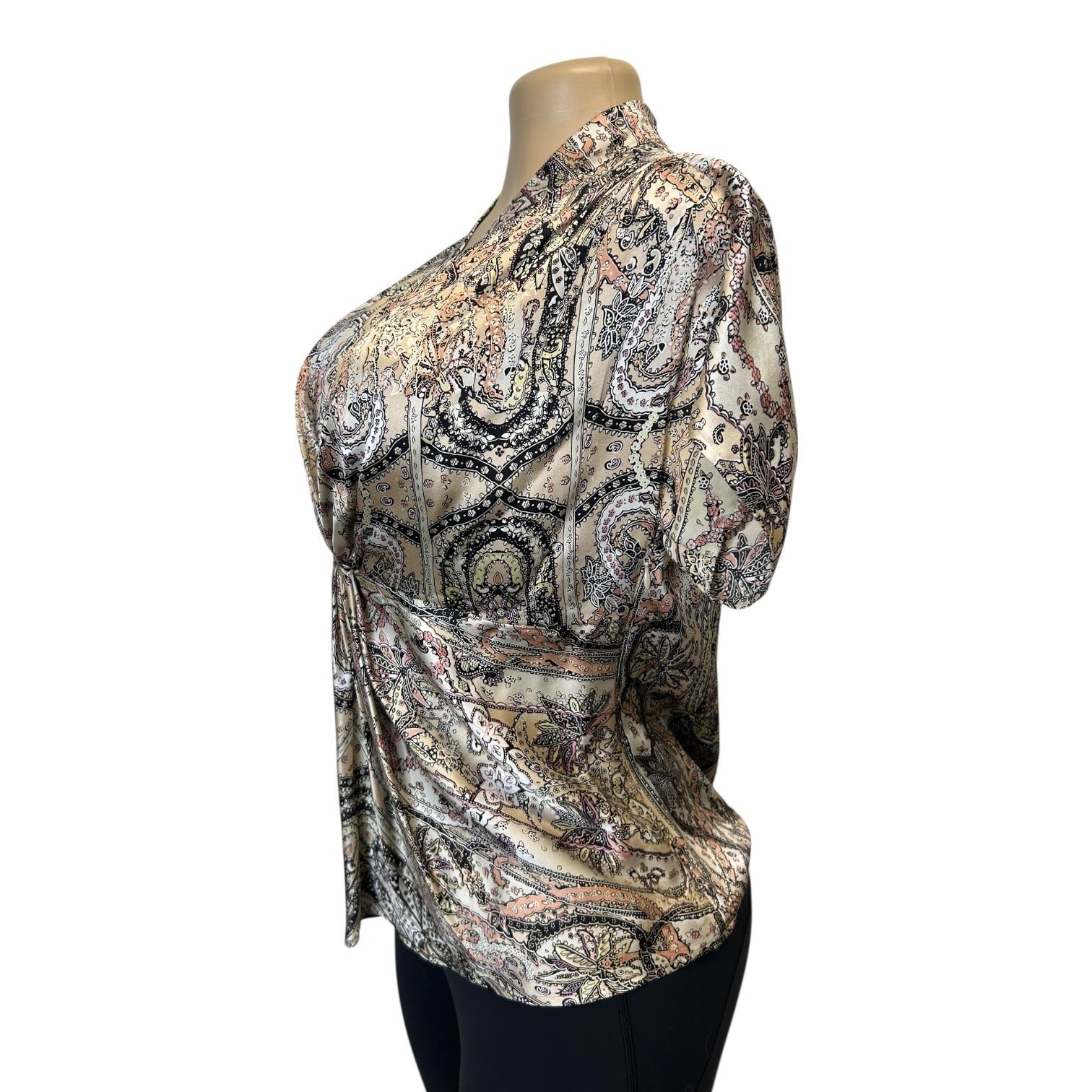 TG-25 Anne Klein Essentials Women's Paisley Print Silk Blouse Size 10