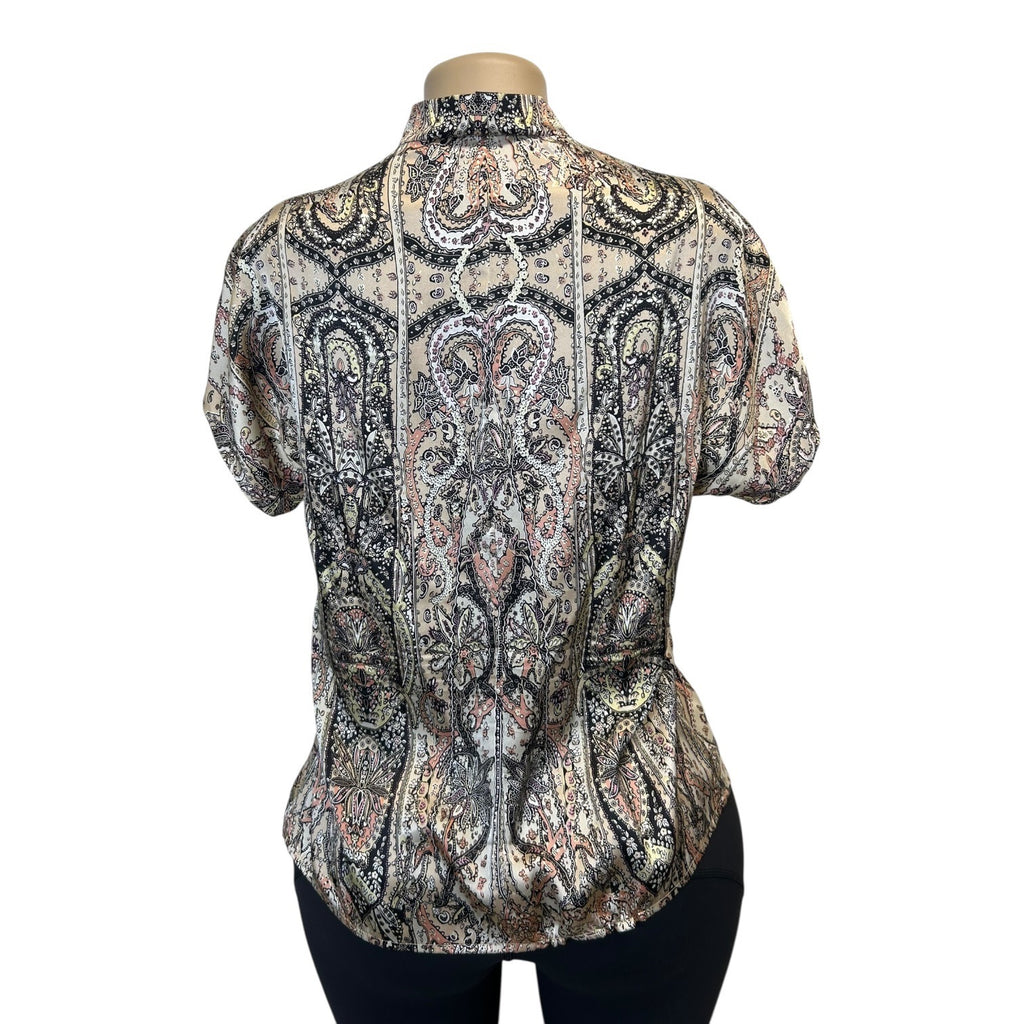 TG-25 Anne Klein Essentials Women's Paisley Print Silk Blouse Size 10