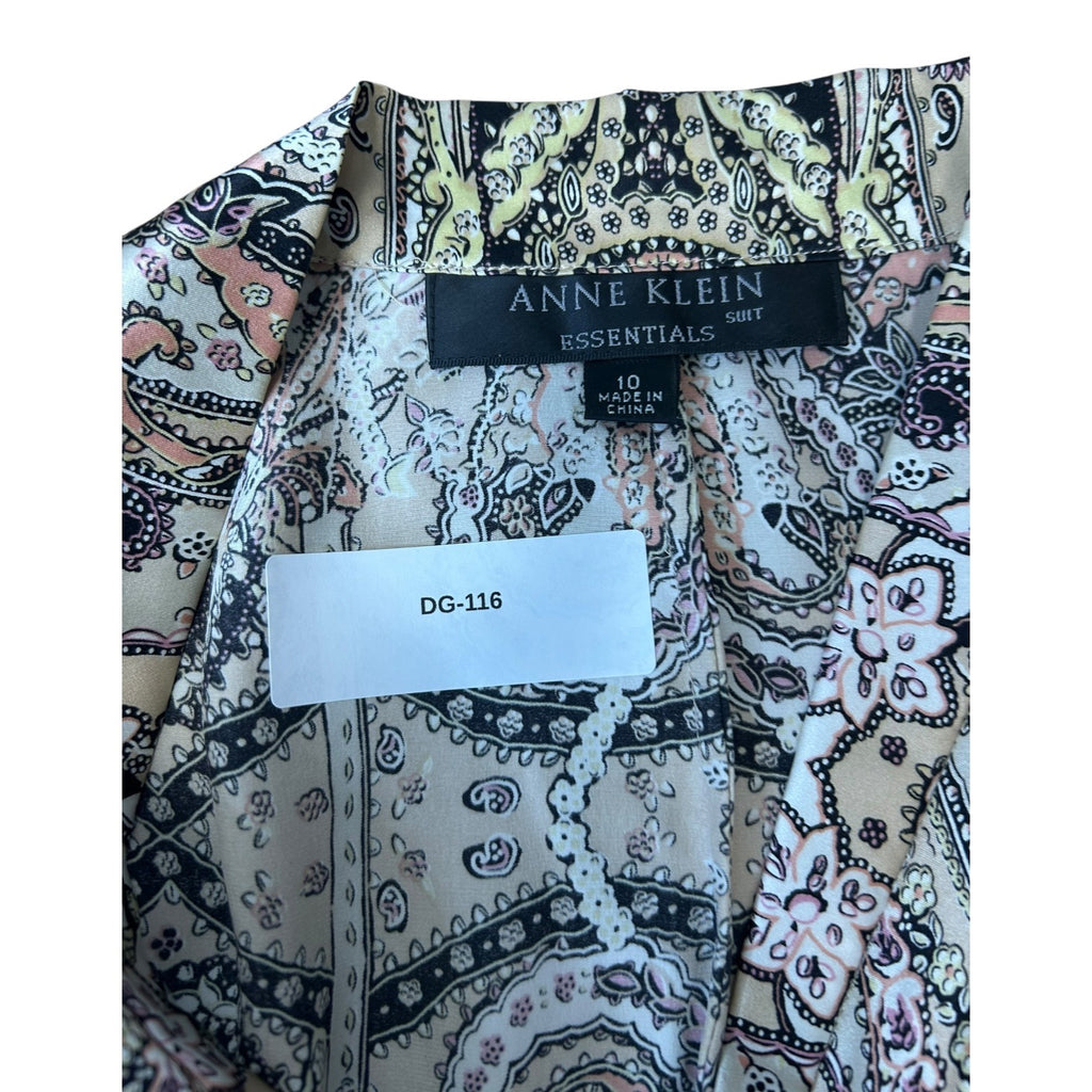 TG-25 Anne Klein Essentials Women's Paisley Print Silk Blouse Size 10