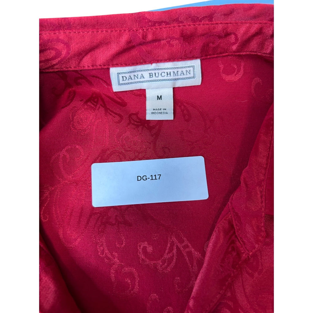 TG-13 Dana Buchman Womens Red Textured Button-Down Blouse Size 7.5