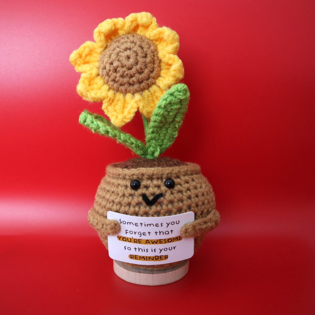 Emotional Support Crochet Sunflower in a Pot
