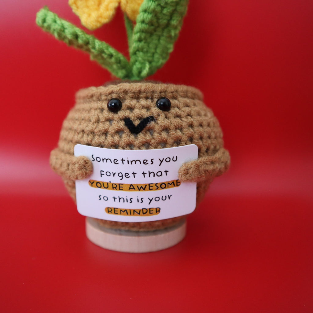 Emotional Support Crochet Sunflower in a Pot