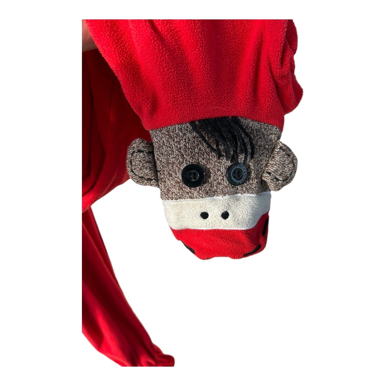 Nick & Nora Sleepwear Size Large Sock Monkey One Piece Footed Red Pajama Onesie