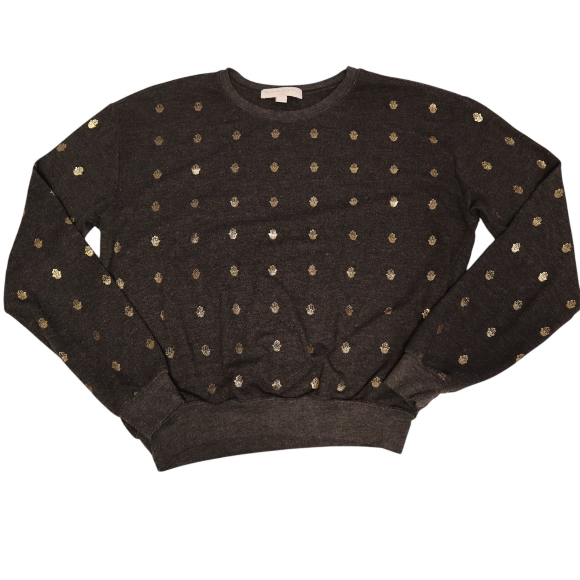 Spiritual Gangster Women's Medium Pullover Sweatshirt With Gold Hamsa Print