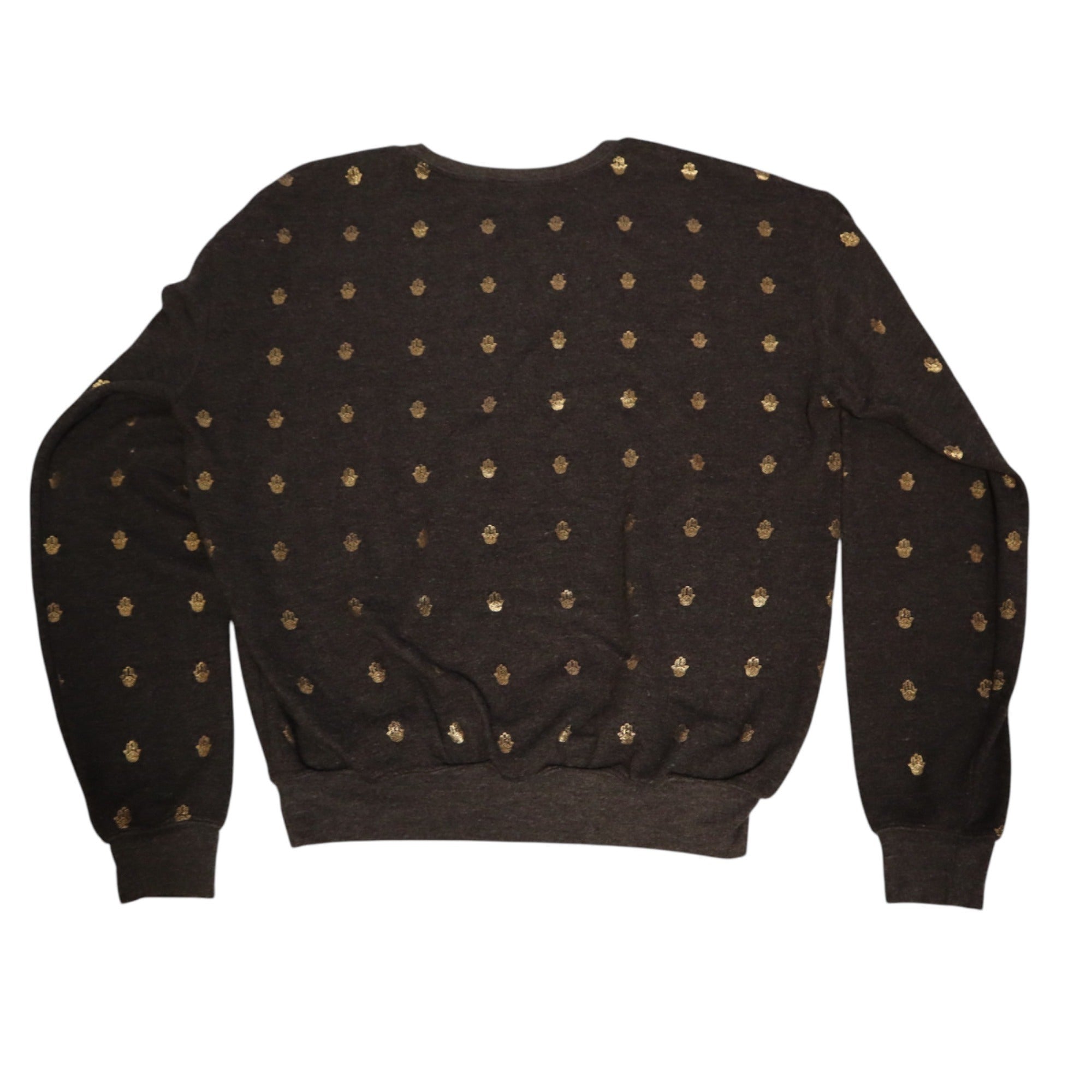 Spiritual Gangster Women's Medium Pullover Sweatshirt With Gold Hamsa Print