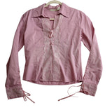 Andrew & Co Pink w/ Lace Trim Long Sleeves Collared T-Shirt Women's Size Medium