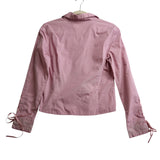 Andrew & Co Pink w/ Lace Trim Long Sleeves Collared T-Shirt Women's Size Medium