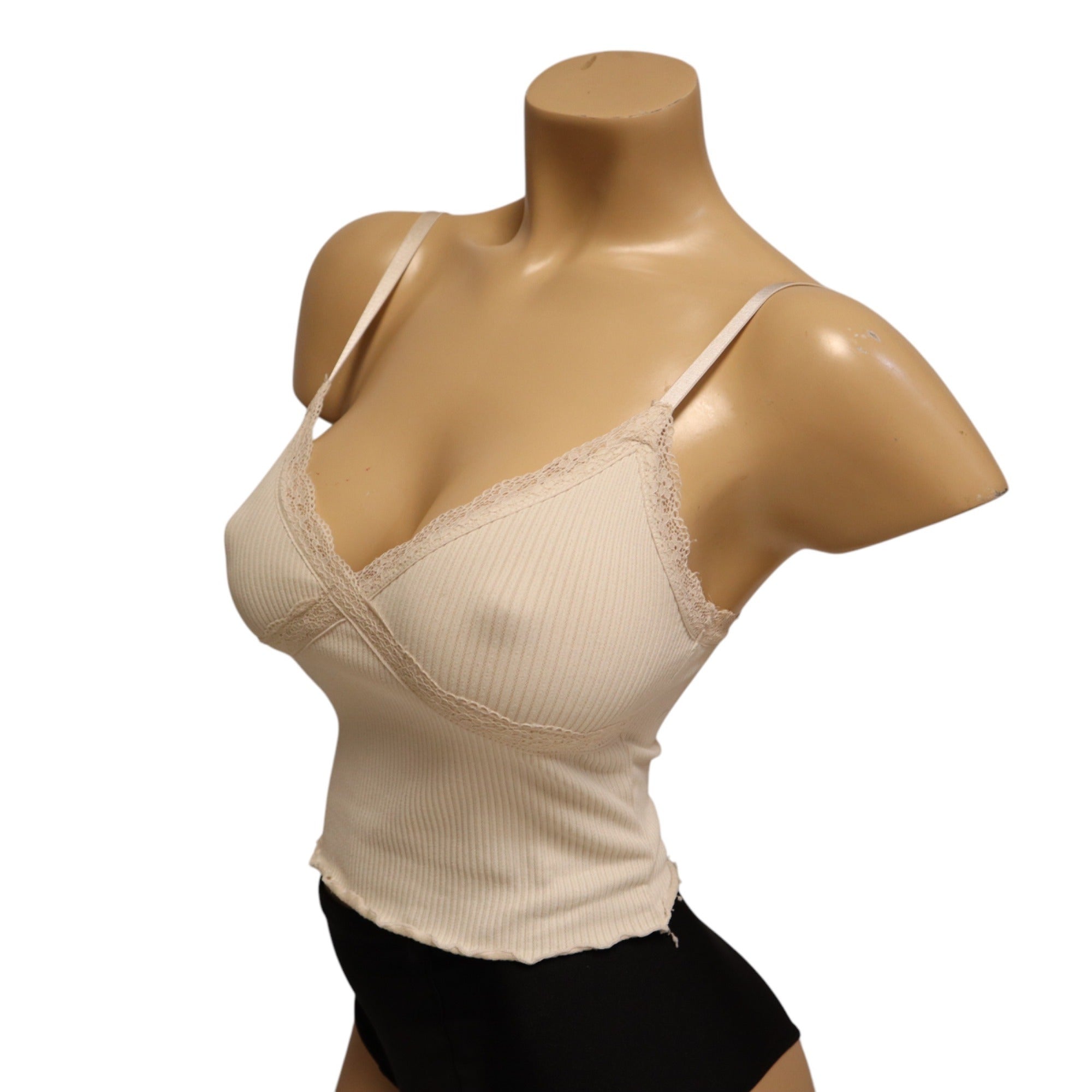 Divided Set of 2 Tops, Lace Trim Ribbed Knit Crop Camisole XS,Cropped T-Shirt S