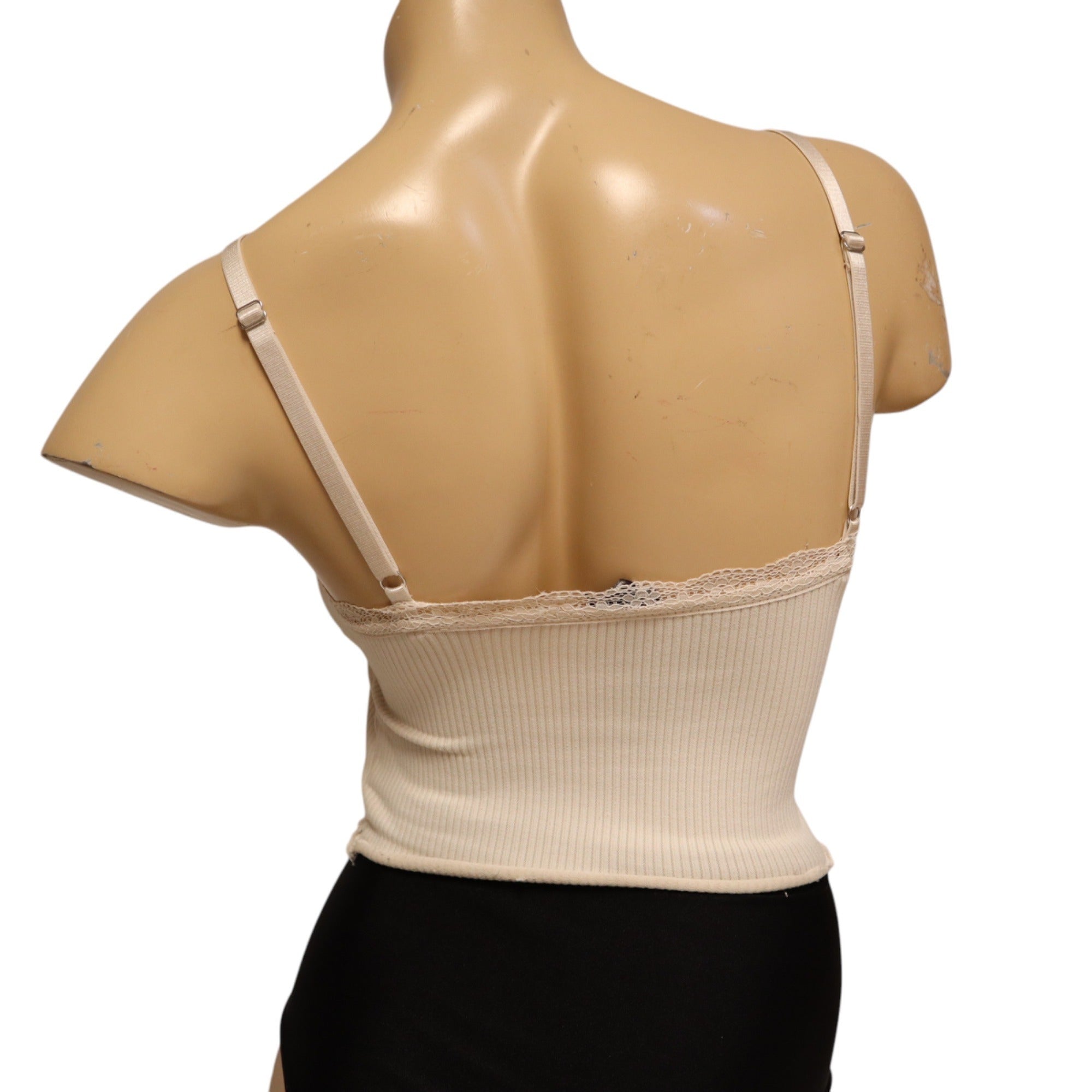 Divided Set of 2 Tops, Lace Trim Ribbed Knit Crop Camisole XS,Cropped T-Shirt S