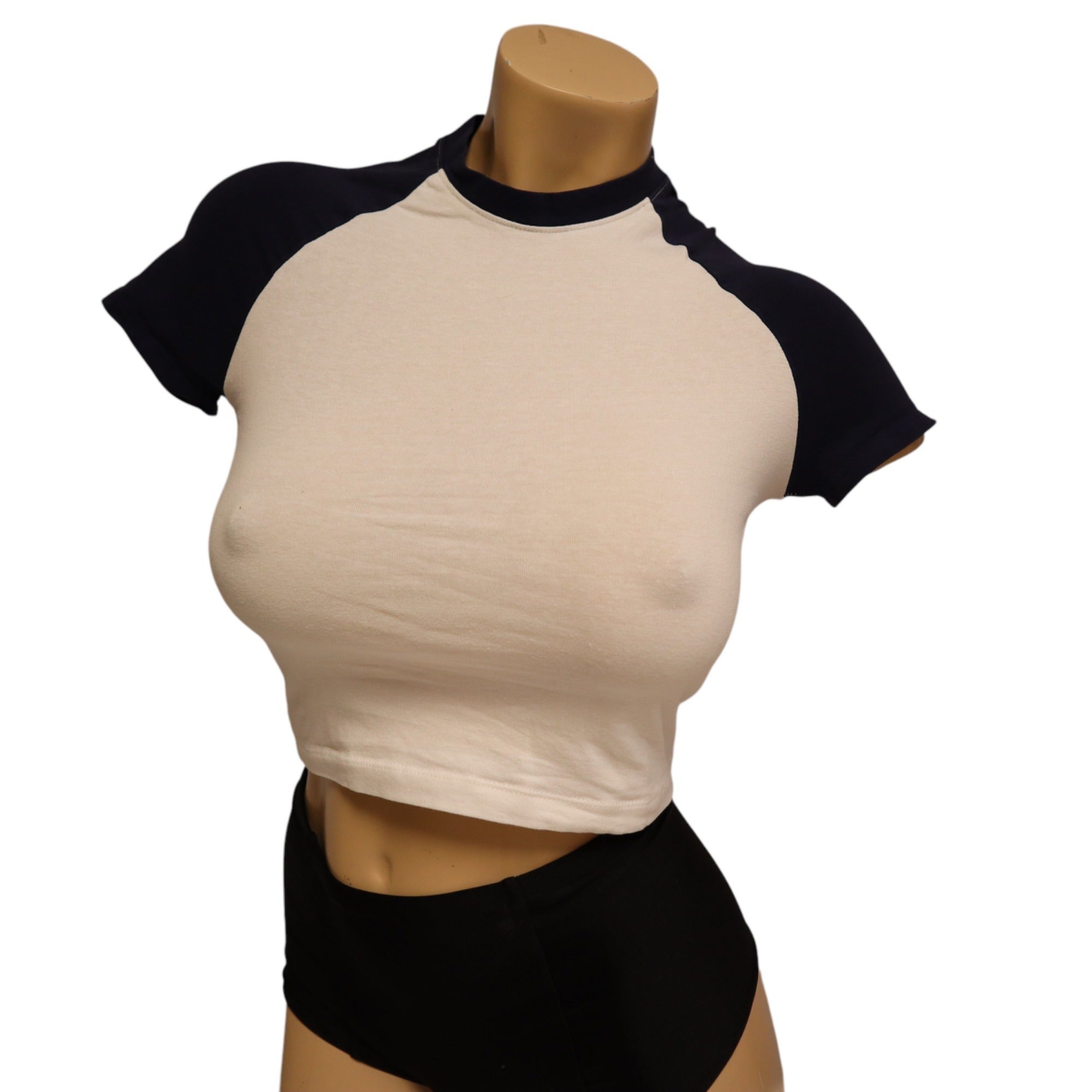 Divided Set of 2 Tops, Lace Trim Ribbed Knit Crop Camisole XS,Cropped T-Shirt S