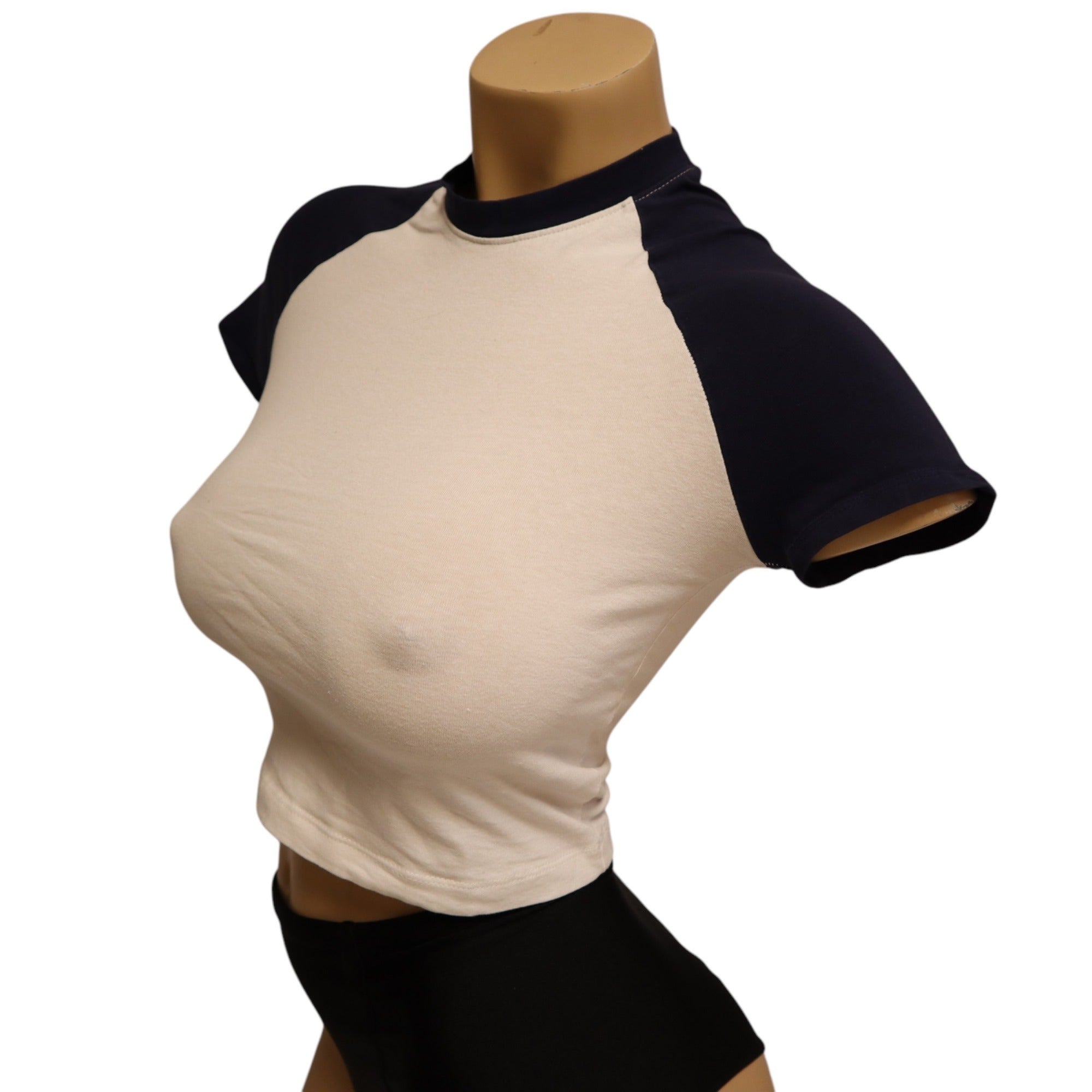 Divided Set of 2 Tops, Lace Trim Ribbed Knit Crop Camisole XS,Cropped T-Shirt S