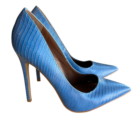 Shoe Republic LA Blue Faux Crocodile High Heel Pumps Size 7