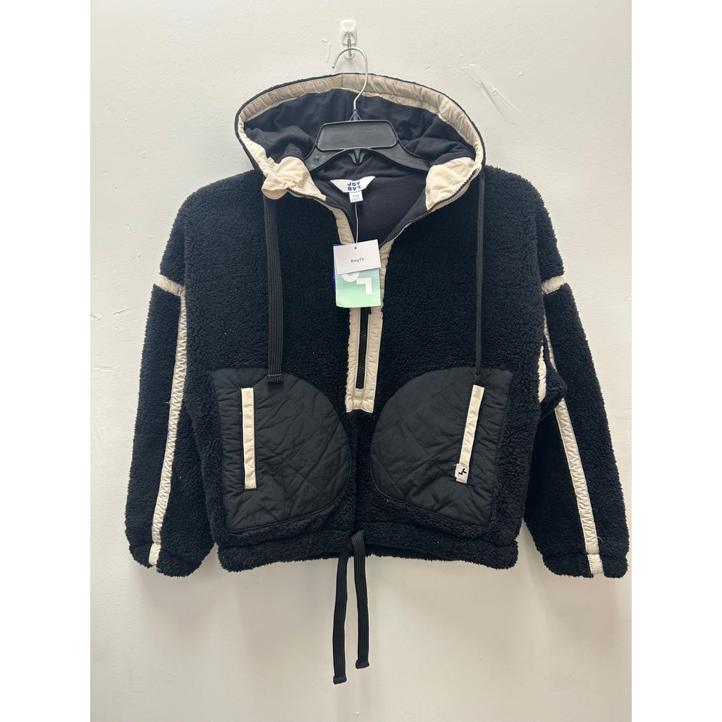 K-158 JoyLab Contrast High Pile 1/2 Zip Jacket Black/Tan Women's Size XXS