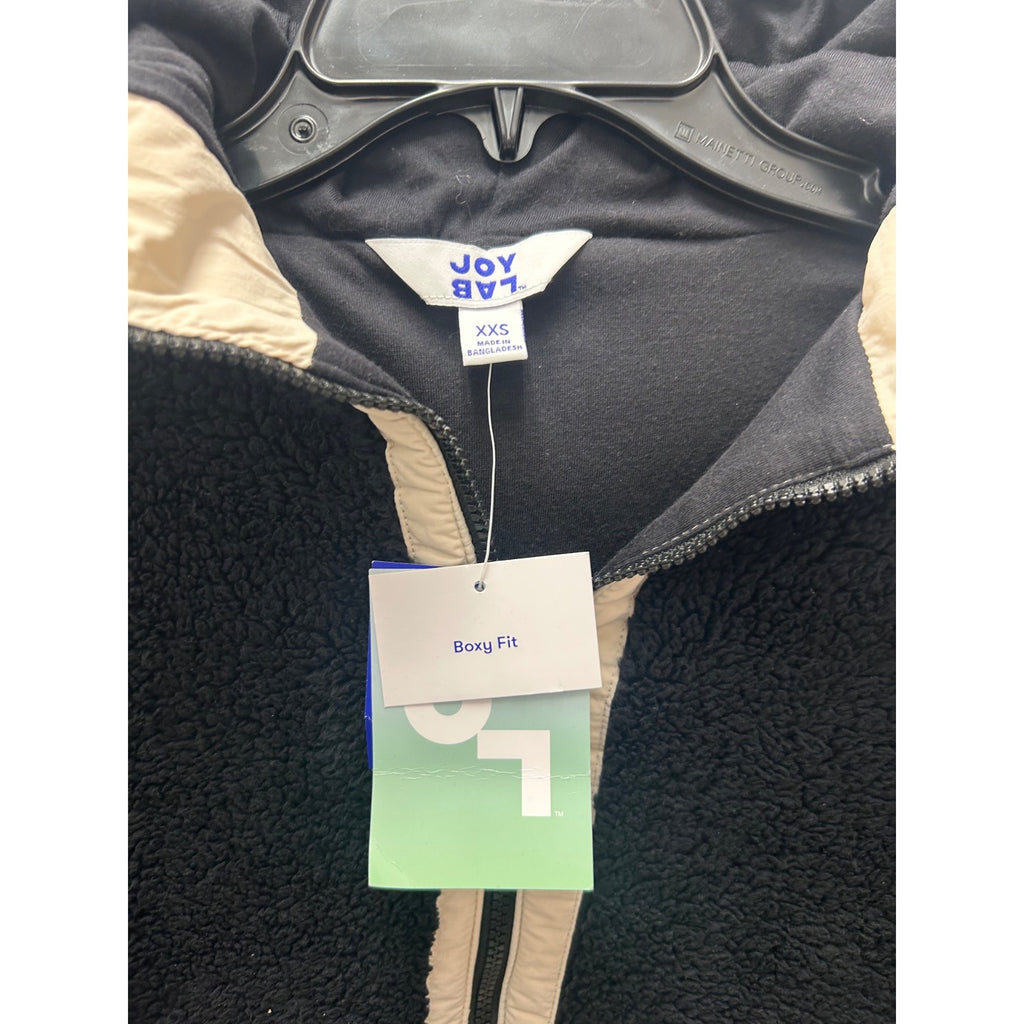 K-158 JoyLab Contrast High Pile 1/2 Zip Jacket Black/Tan Women's Size XXS
