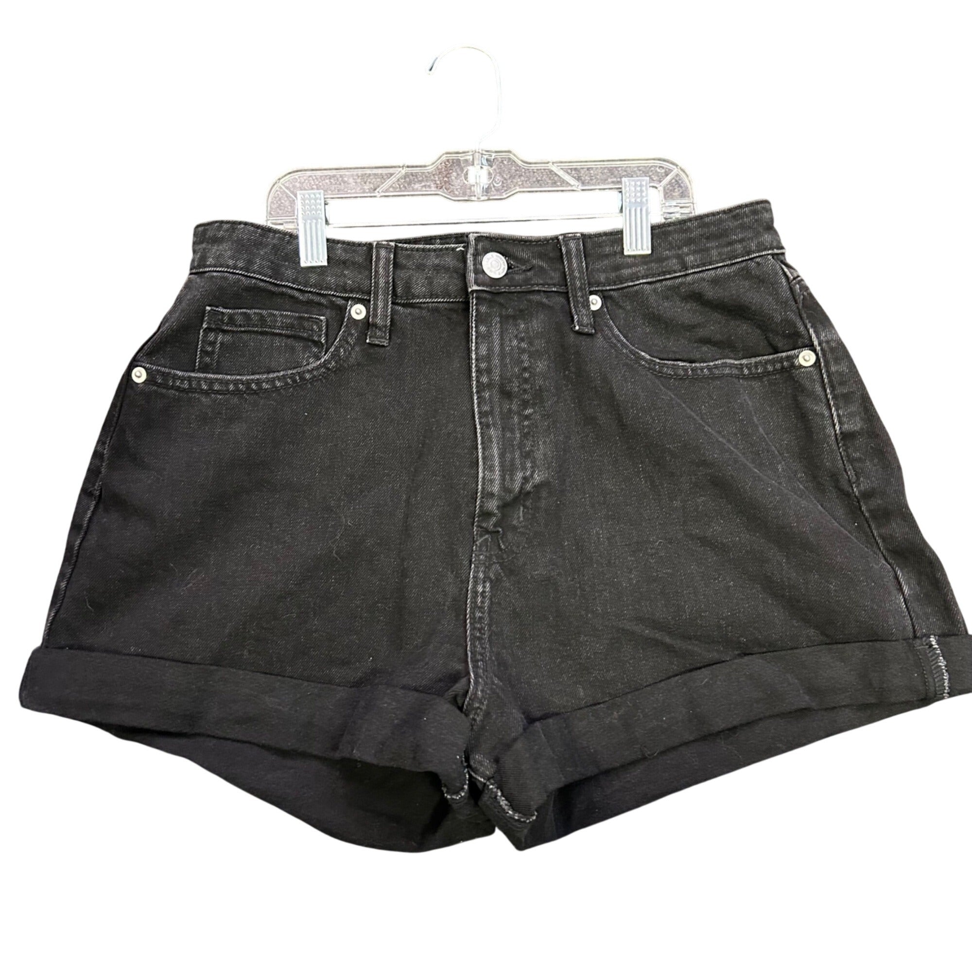 K-303 Wild Fable High Rise Black Denim Shorts Rolled Hem Women's Size 10/30R