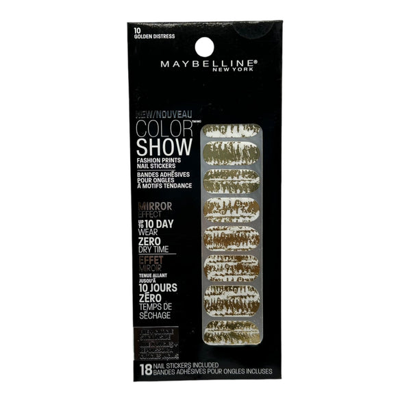 Maybelline Color Show "Golden Distress" #10 Fashion Prints Nail Stickers 18 CT