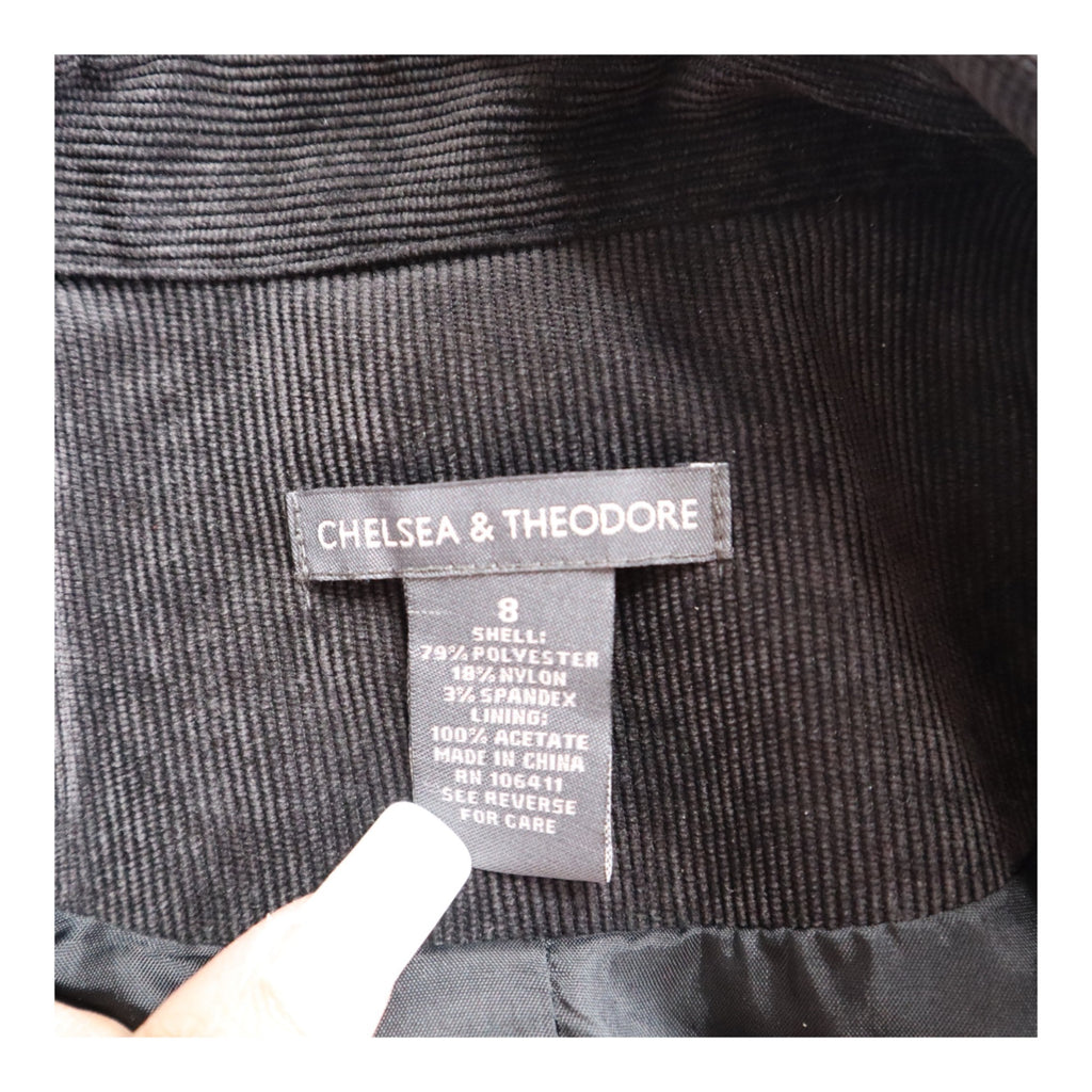 Chelsea and Theodore Black Corduroy Blazer Jacket Women's Size 8