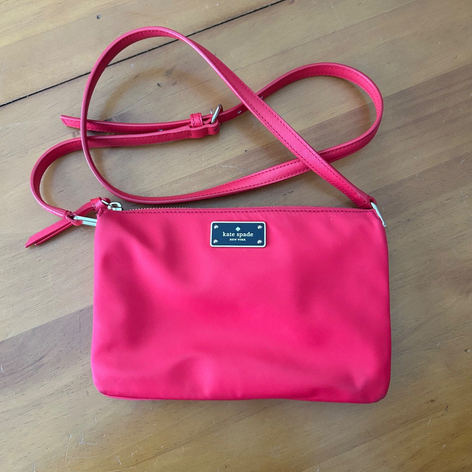 Kate Spade New York Red Nylon Zip Top Crossbody Bag
