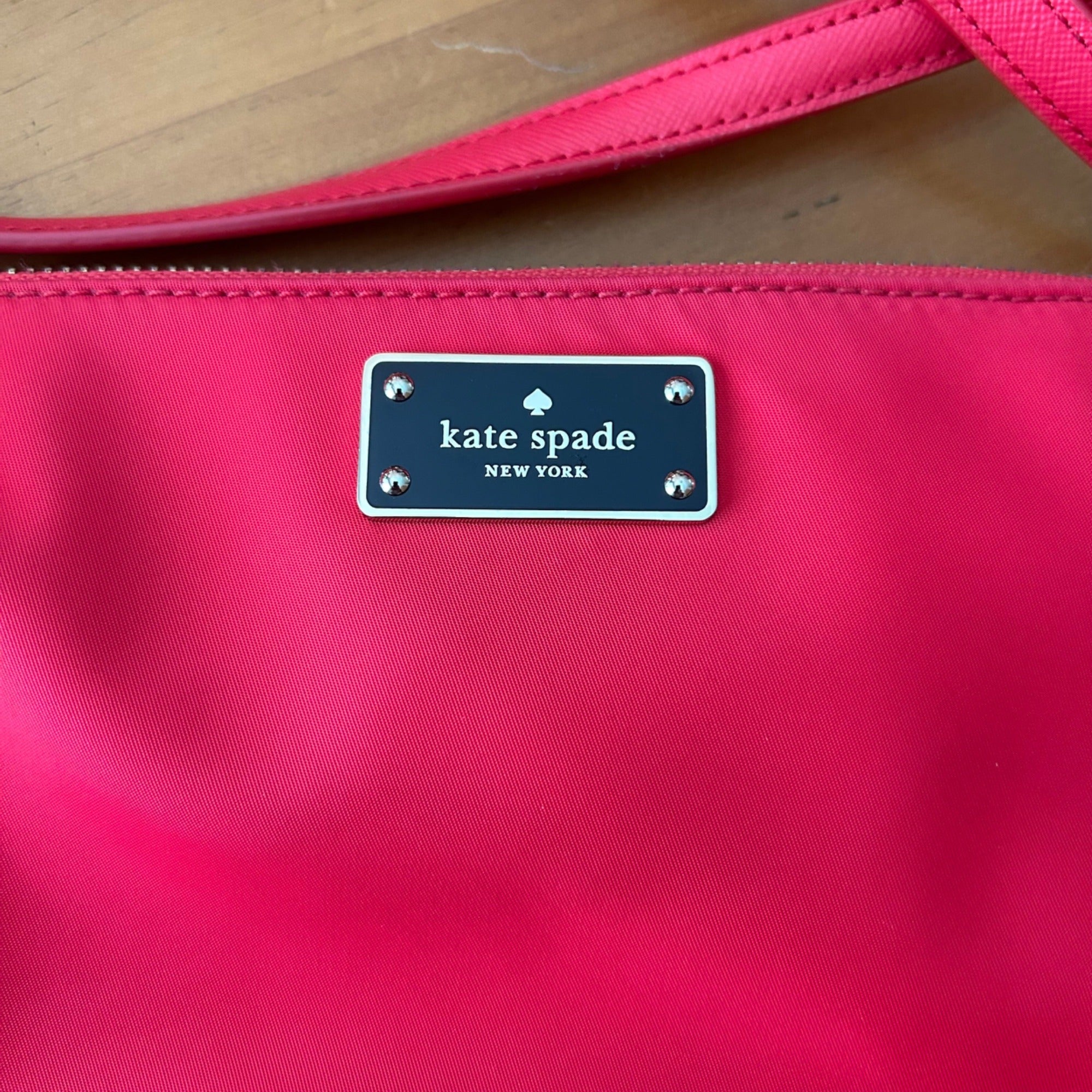 Kate Spade New York Red Nylon Zip Top Crossbody Bag