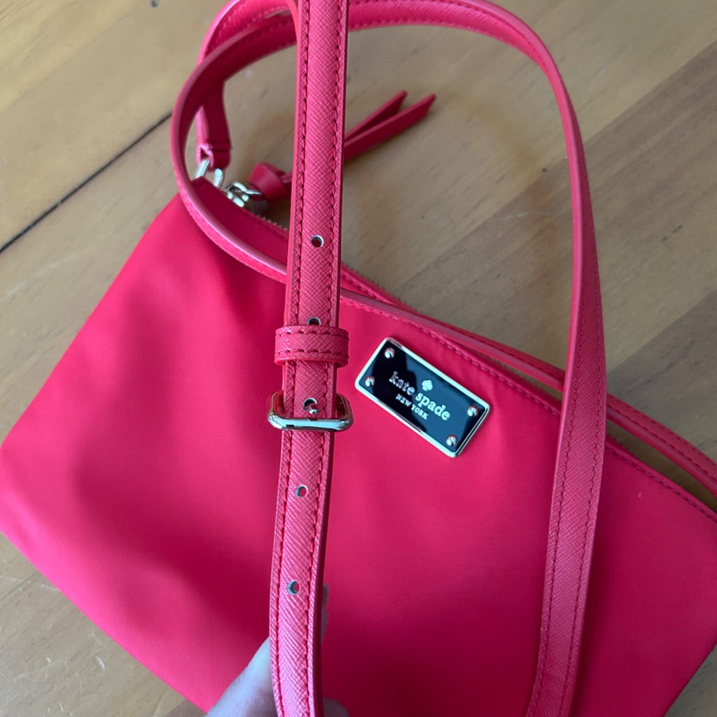 Kate Spade New York Red Nylon Zip Top Crossbody Bag