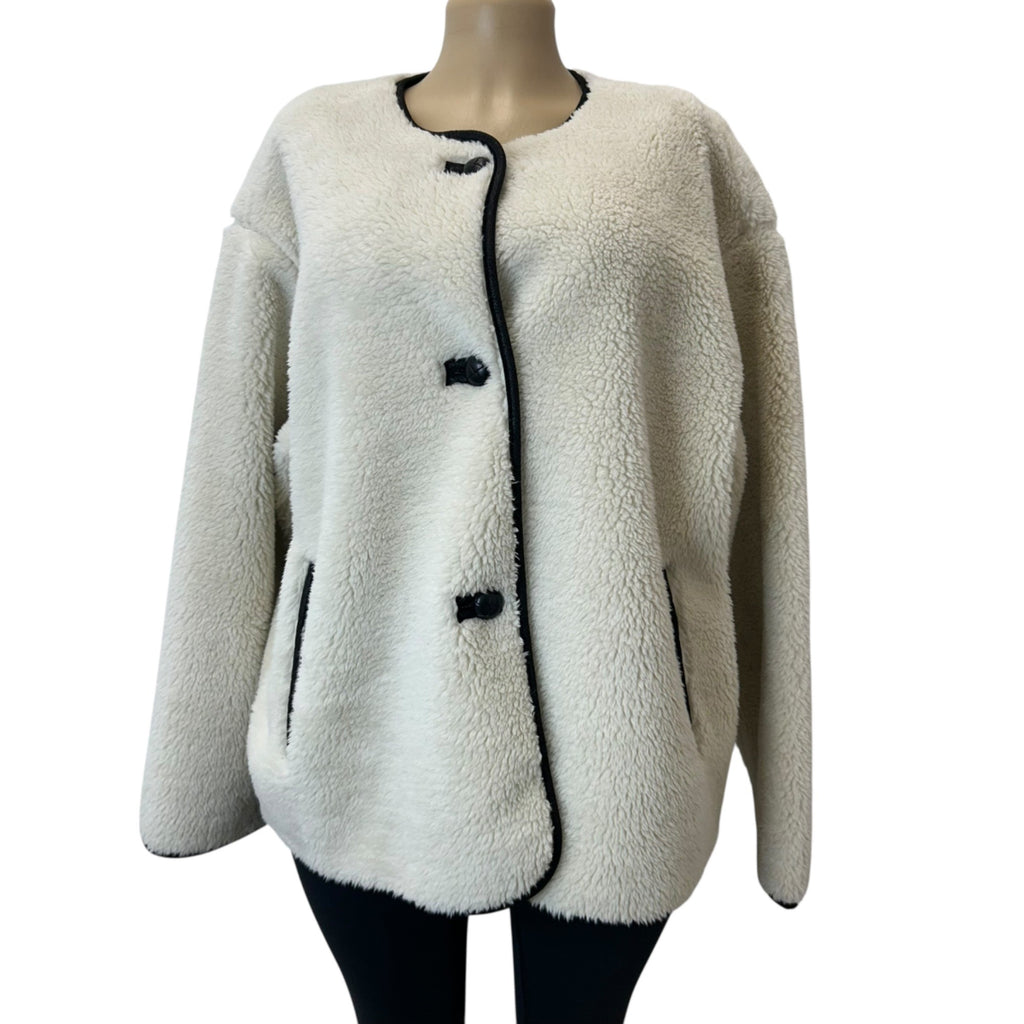 K-110 Universal Thread Women's Faux Sherling Coat - Cream Size Large
