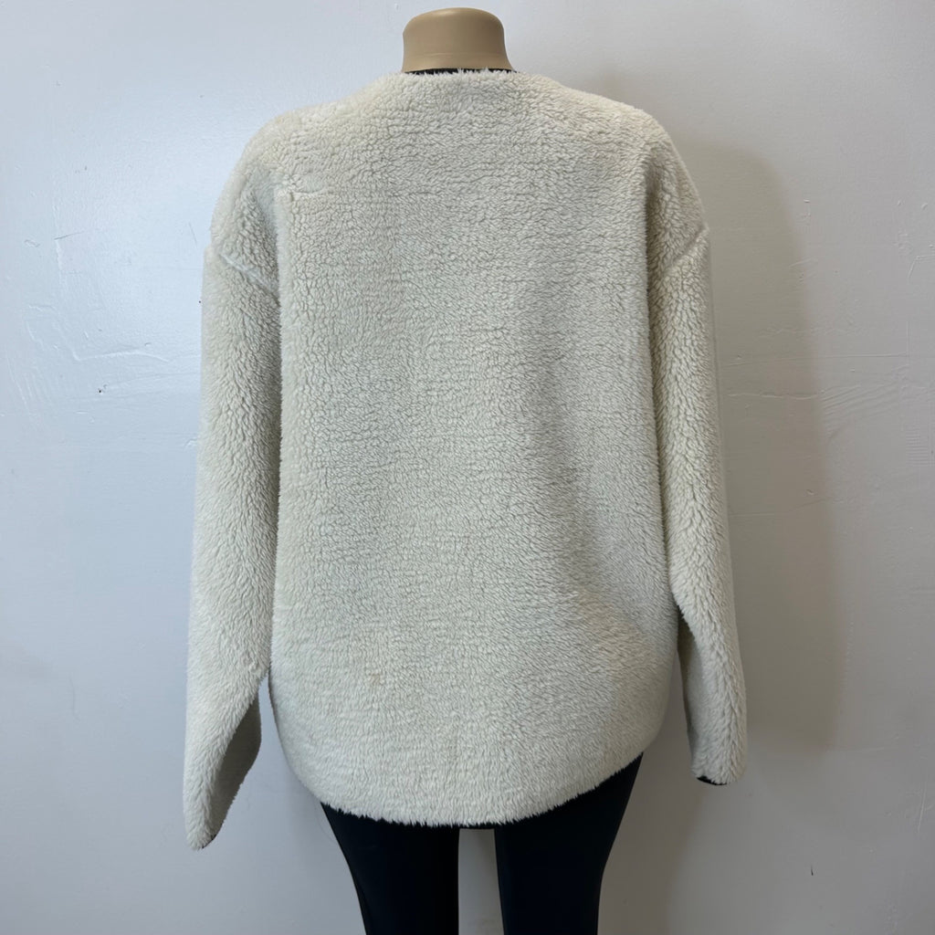 K-110 Universal Thread Women's Faux Sherling Coat - Cream Size Large