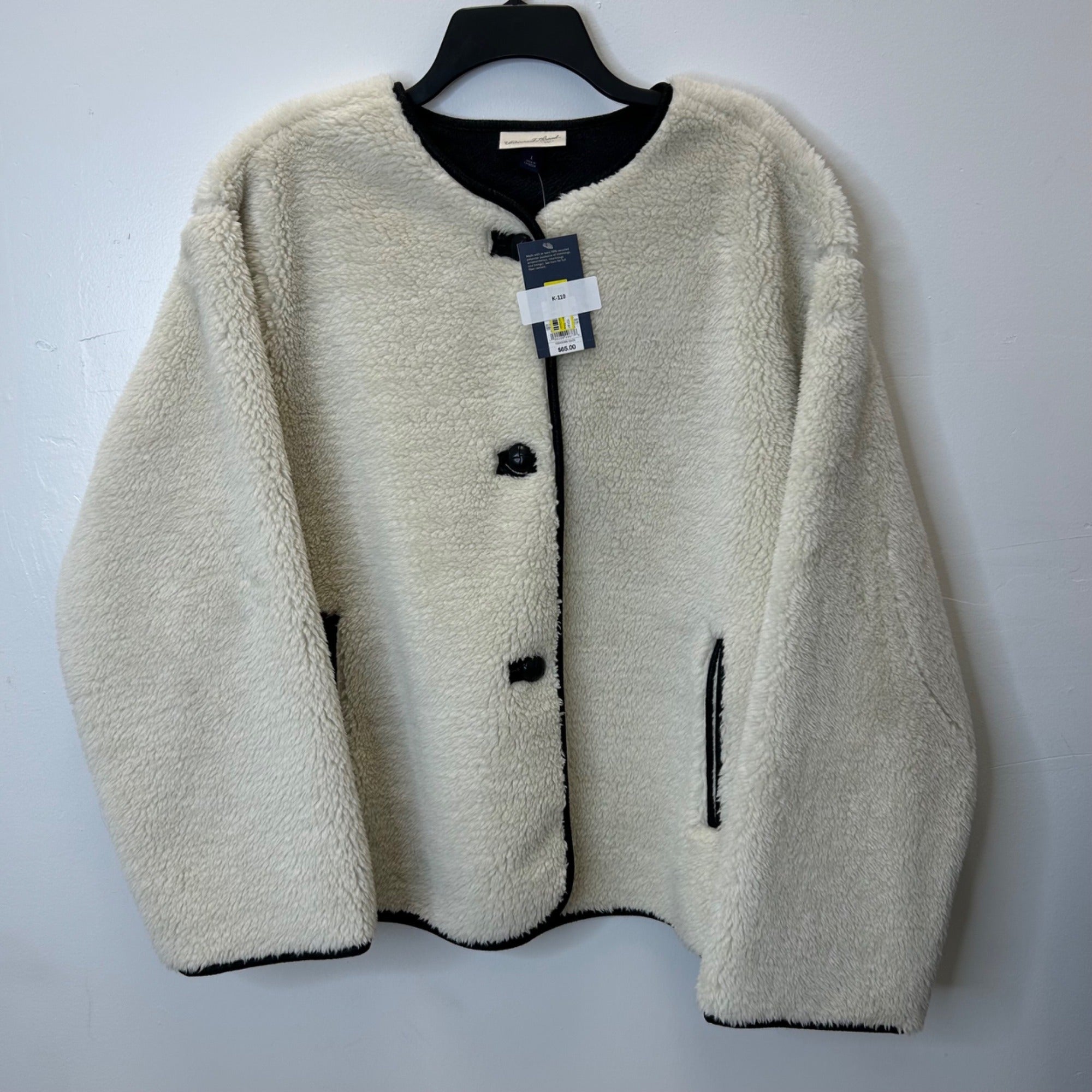 K-110 Universal Thread Women's Faux Sherling Coat - Cream Size Large