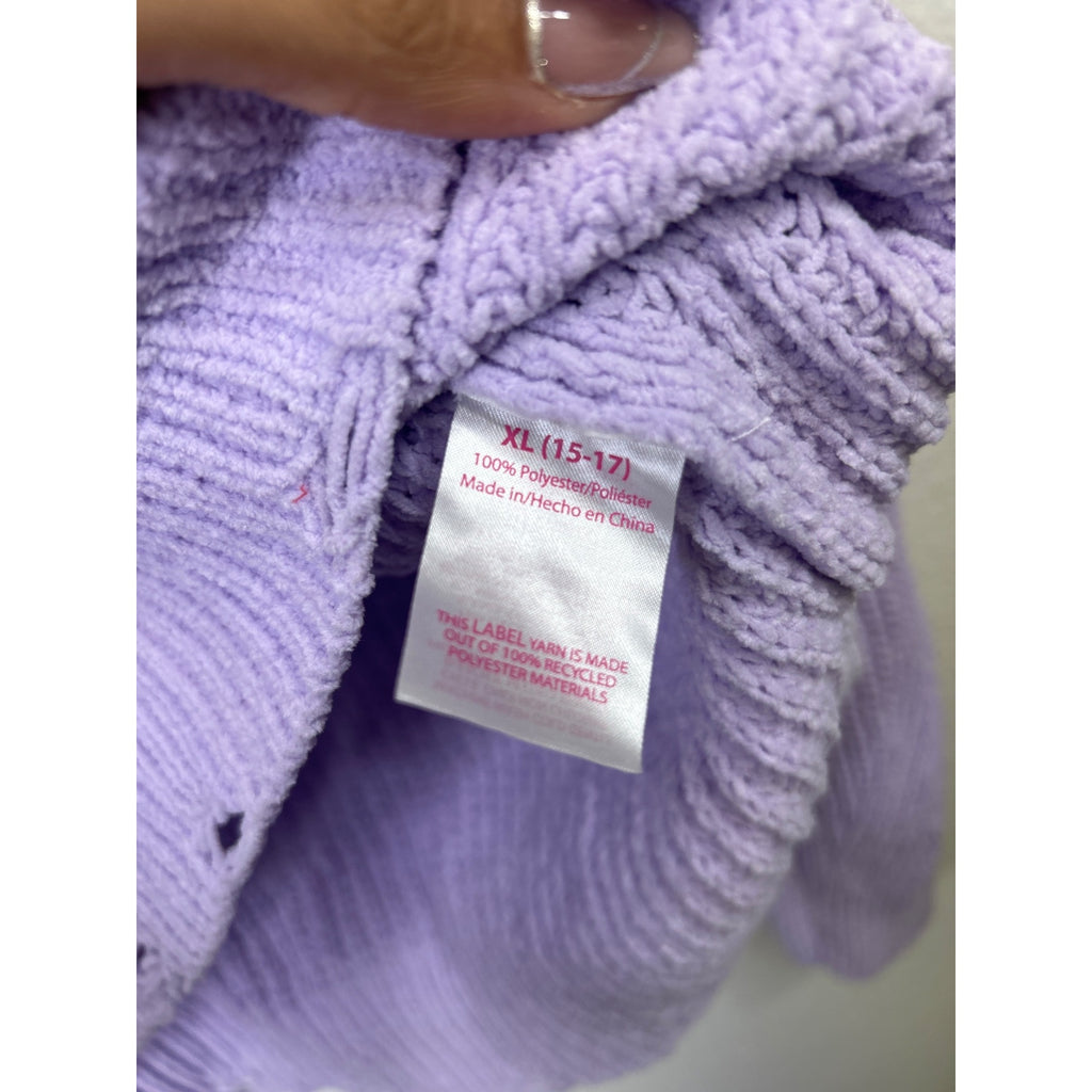#1082 No Boundaries Women's Lavender Knit V-Neck Long Sleeve Sweater Size XL